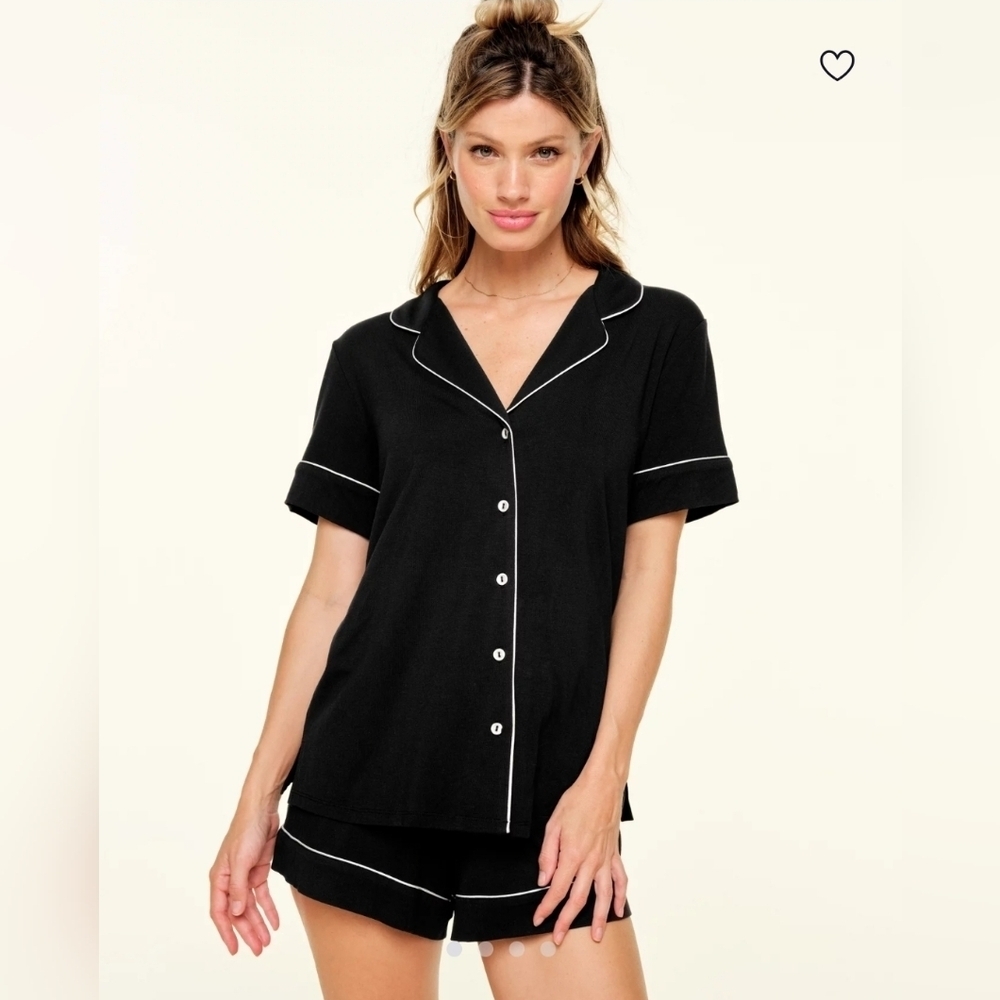 NWT Adore Me Jane Black 2 Pc Button-Up Pajama Set ~sz XL